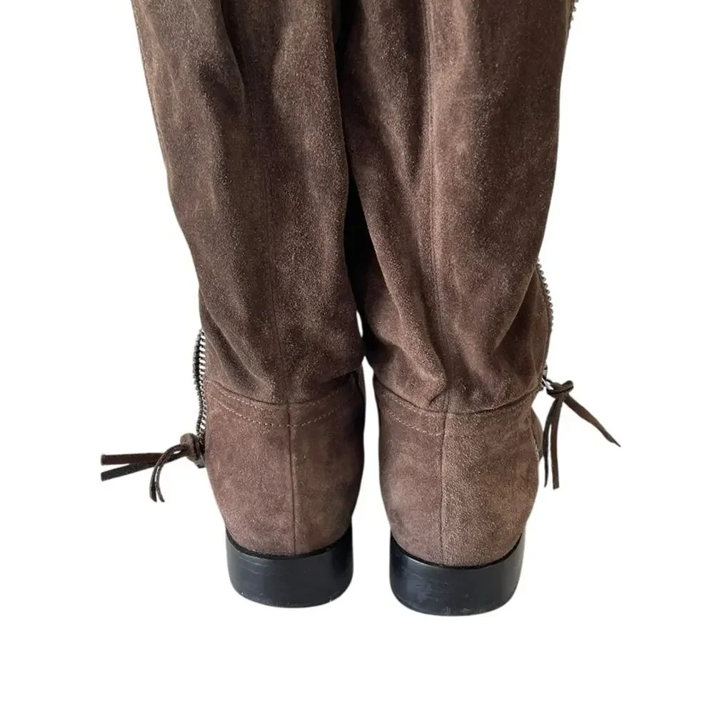 Miu Miu brown suede knee-high riding boots Size:39.5